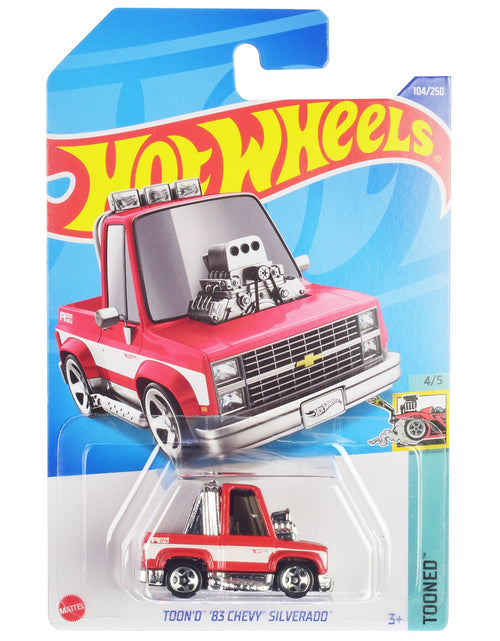 Load image into Gallery viewer, 1983 Chevrolet Silverado "Toon'd" Pickup Truck Red and White "Tooned" Series Diecast Model Car by Hot Wheels
