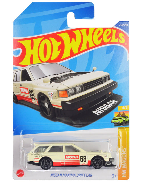 Load image into Gallery viewer, Nissan Maxima Wagon Drift Car #68 "Motul" Cream with Red Stripes "HW Wagons" Series Diecast Model Car by Hot Wheels
