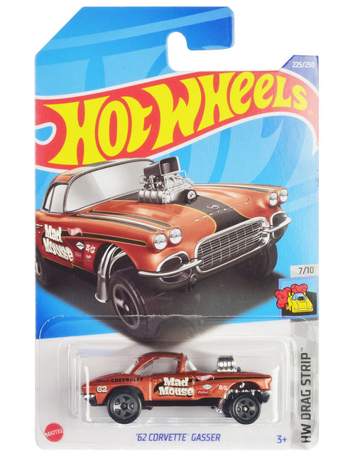 Load image into Gallery viewer, 1962 Chevrolet Corvette Gasser "Mad Mouse" Copper Metallic with Black Stripes "HW Drag Strip" Series Diecast Model Car by Hot Wheels
