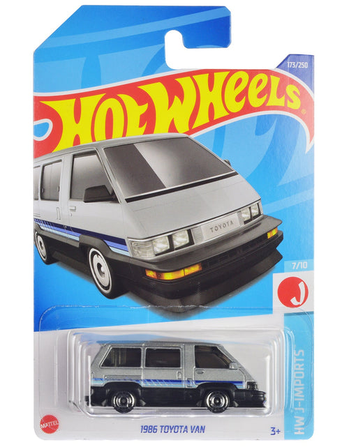 Load image into Gallery viewer, 1986 Toyota Van Silver Metallic and Black with Stripes "HW J-Imports" Series Diecast Model Car by Hot Wheels
