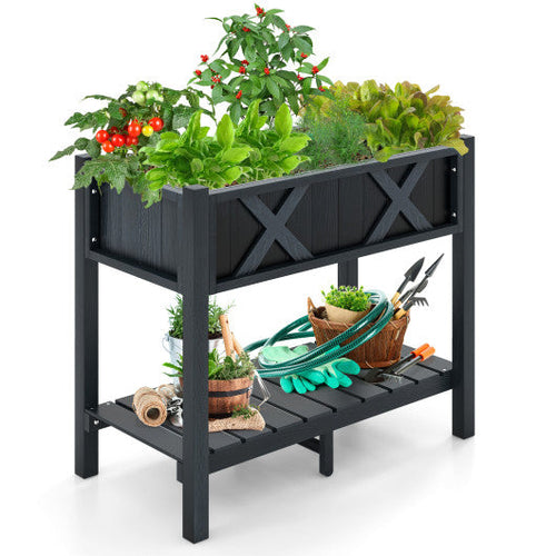 Load image into Gallery viewer, HIPS Raised Garden Bed Poly Wood Elevated Planter Box-Black

