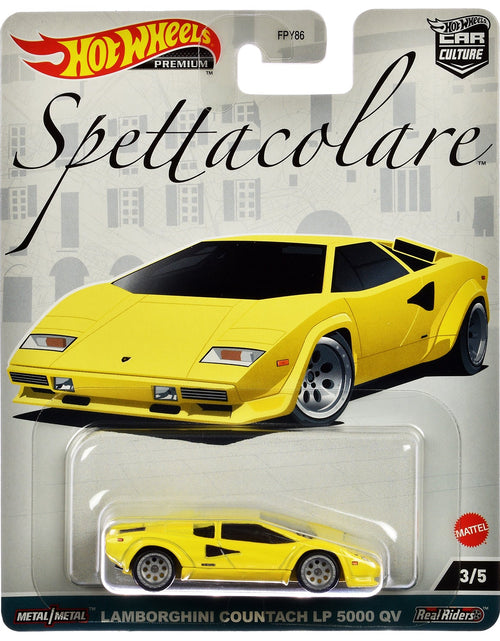 Load image into Gallery viewer, Lamborghini Countach LP 5000 QV Yellow "Spettacolare" Series Diecast Model Car by Hot Wheels

