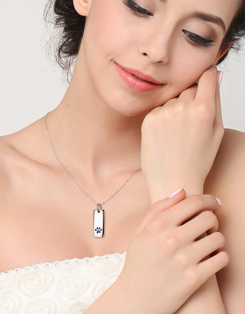 Load image into Gallery viewer, Ladies Glossy Square Dog Paw Print Tag Necklace by Furr Baby Gifts
