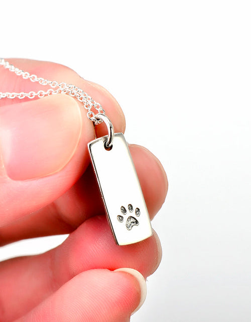 Load image into Gallery viewer, Ladies Glossy Square Dog Paw Print Tag Necklace by Furr Baby Gifts
