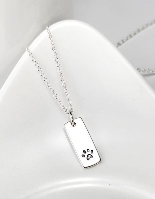 Load image into Gallery viewer, Ladies Glossy Square Dog Paw Print Tag Necklace by Furr Baby Gifts
