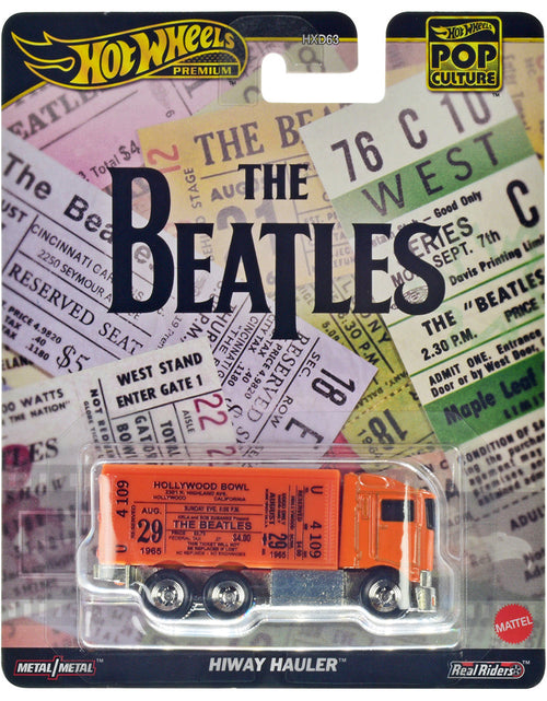 Load image into Gallery viewer, Hiway Hauler Orange with Concert Ticket Graphics "The Beatles" "Pop Culture" Series Diecast Model Car by Hot Wheels
