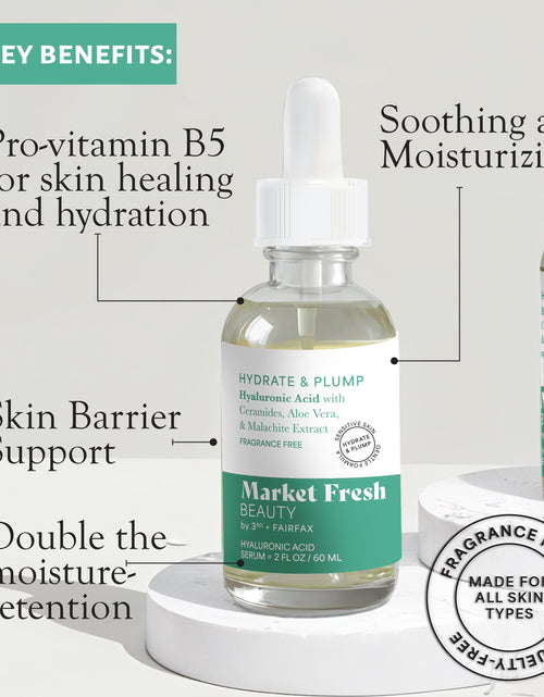 Load image into Gallery viewer, Market Fresh Beauty Hyaluronic Acid Serum - Hydrate &amp; Plump with Ceramides, Aloe Vera, &amp; Malachite Extract | Fragrance-Free | 2 fl oz by  Los Angeles Brands
