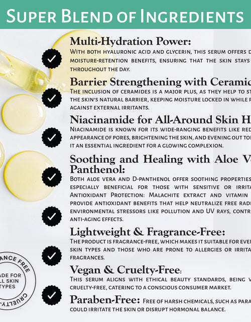 Load image into Gallery viewer, Market Fresh Beauty Hyaluronic Acid Serum - Hydrate &amp; Plump with Ceramides, Aloe Vera, &amp; Malachite Extract | Fragrance-Free | 2 fl oz by  Los Angeles Brands
