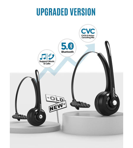 1/2 pack Mpow Pro Office Wireless Bluetooth V5.0 headphone With Microphone 13H Talking Time For Driver Call Center Skype Office