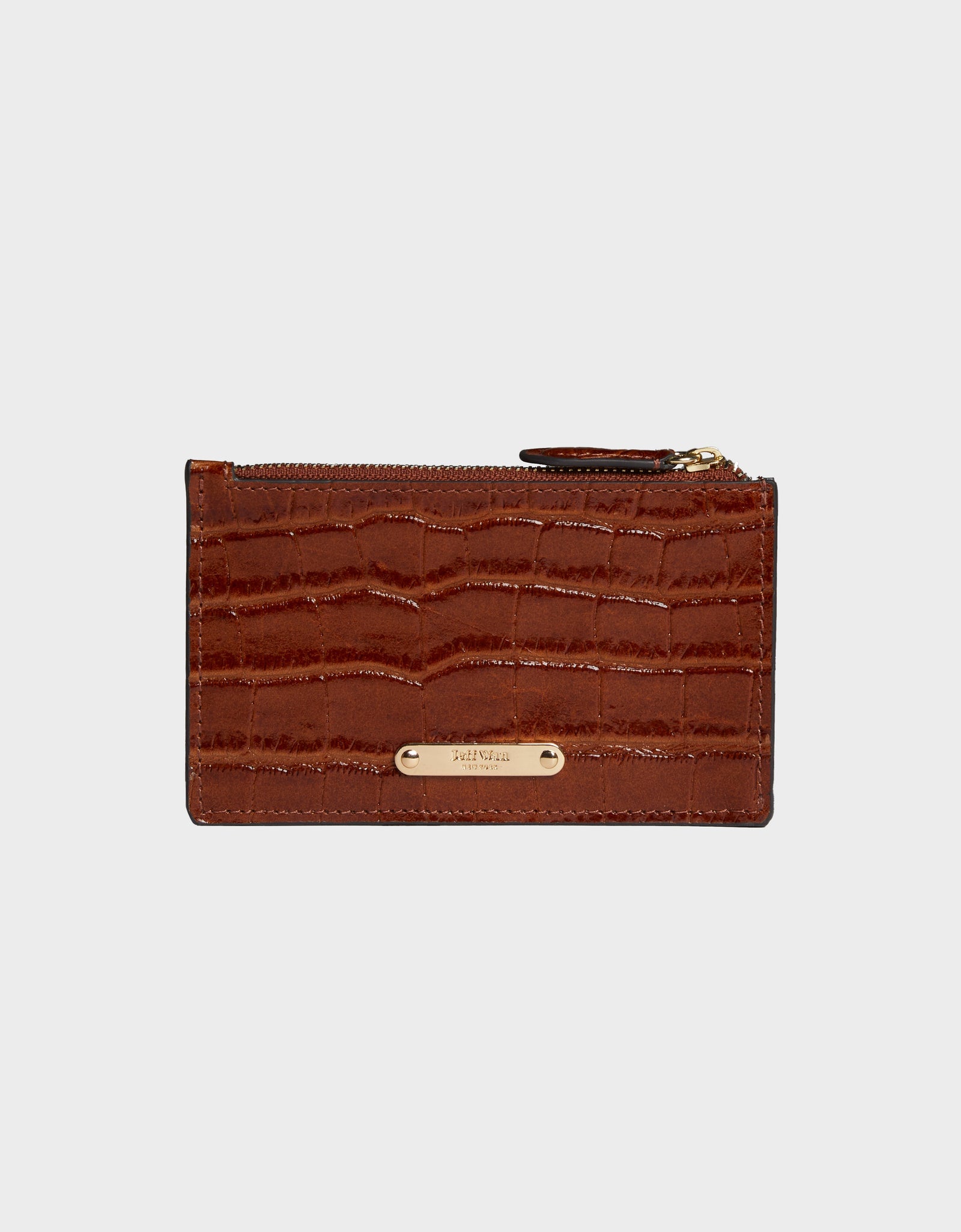 Hampton Zip Card Case in Embossed Leather by Jeff Wan