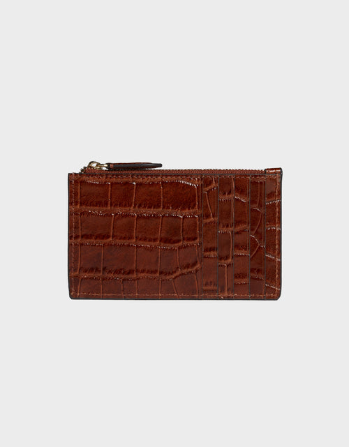 Load image into Gallery viewer, Hampton Zip Card Case in Embossed Leather by Jeff Wan
