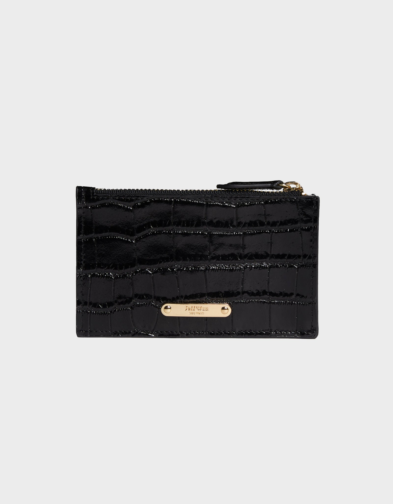 Hampton Zip Card Case in Embossed Leather by Jeff Wan