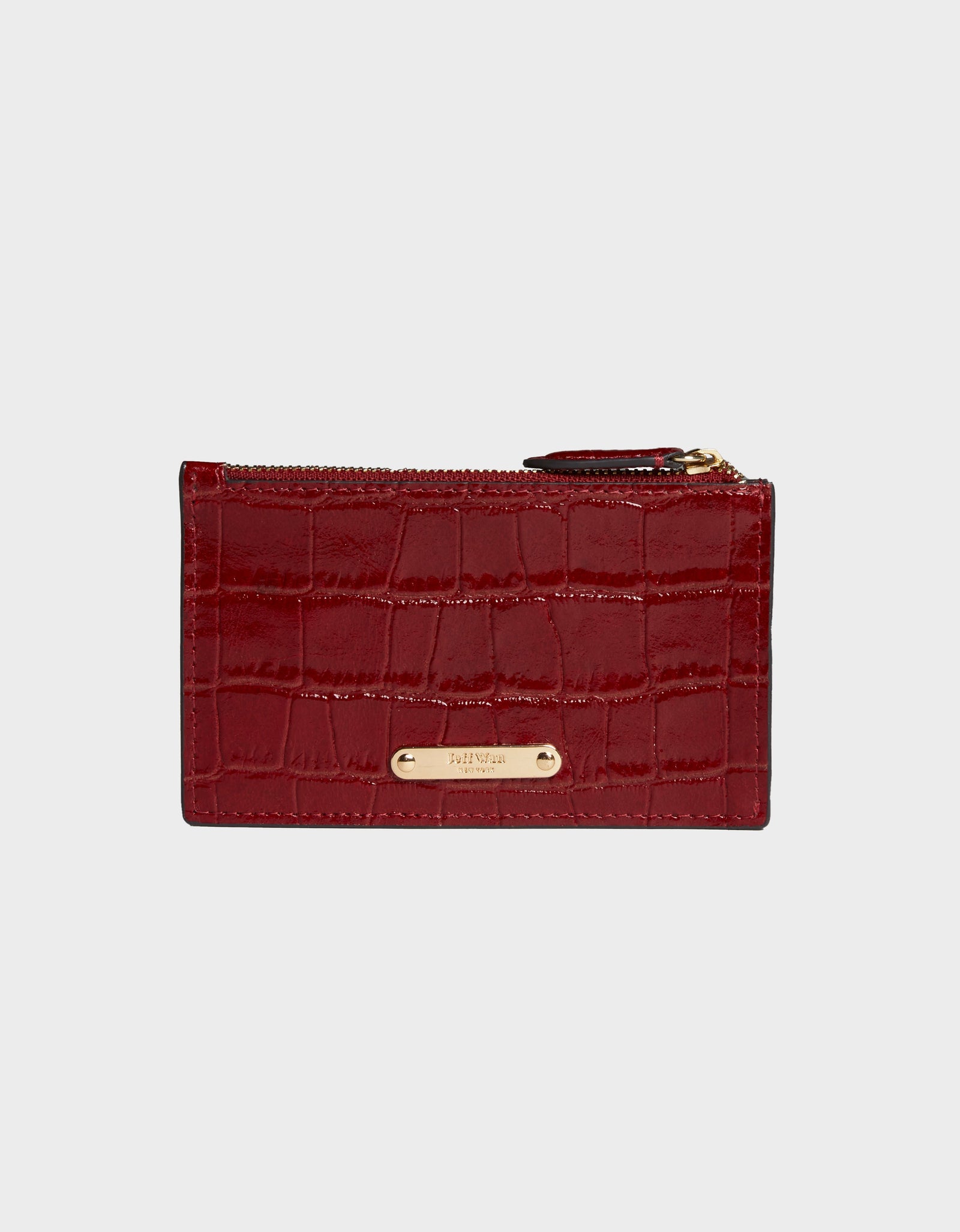 Hampton Zip Card Case in Embossed Leather by Jeff Wan