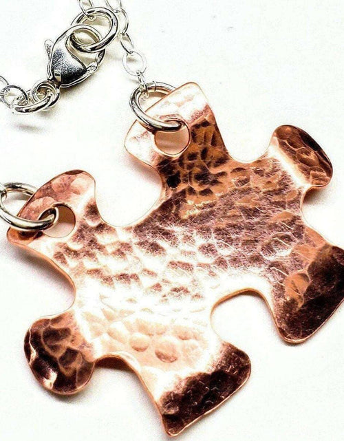 Load image into Gallery viewer, Handmade Hammered Copper Puzzle Piece Necklace by Alexa Martha Designs
