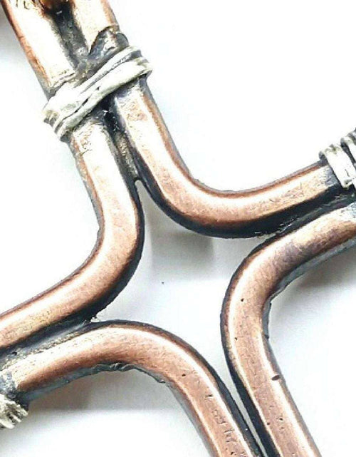 Load image into Gallery viewer, Handmade Copper and Silver Wire Cross Necklace for men by Alexa Martha Designs
