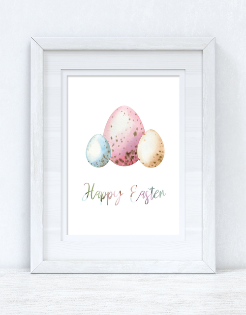 Load image into Gallery viewer, Happy Easter Pastel Eggs Spring Seasonal Wall Home Decor Print by WinsterCreations™ Official Store

