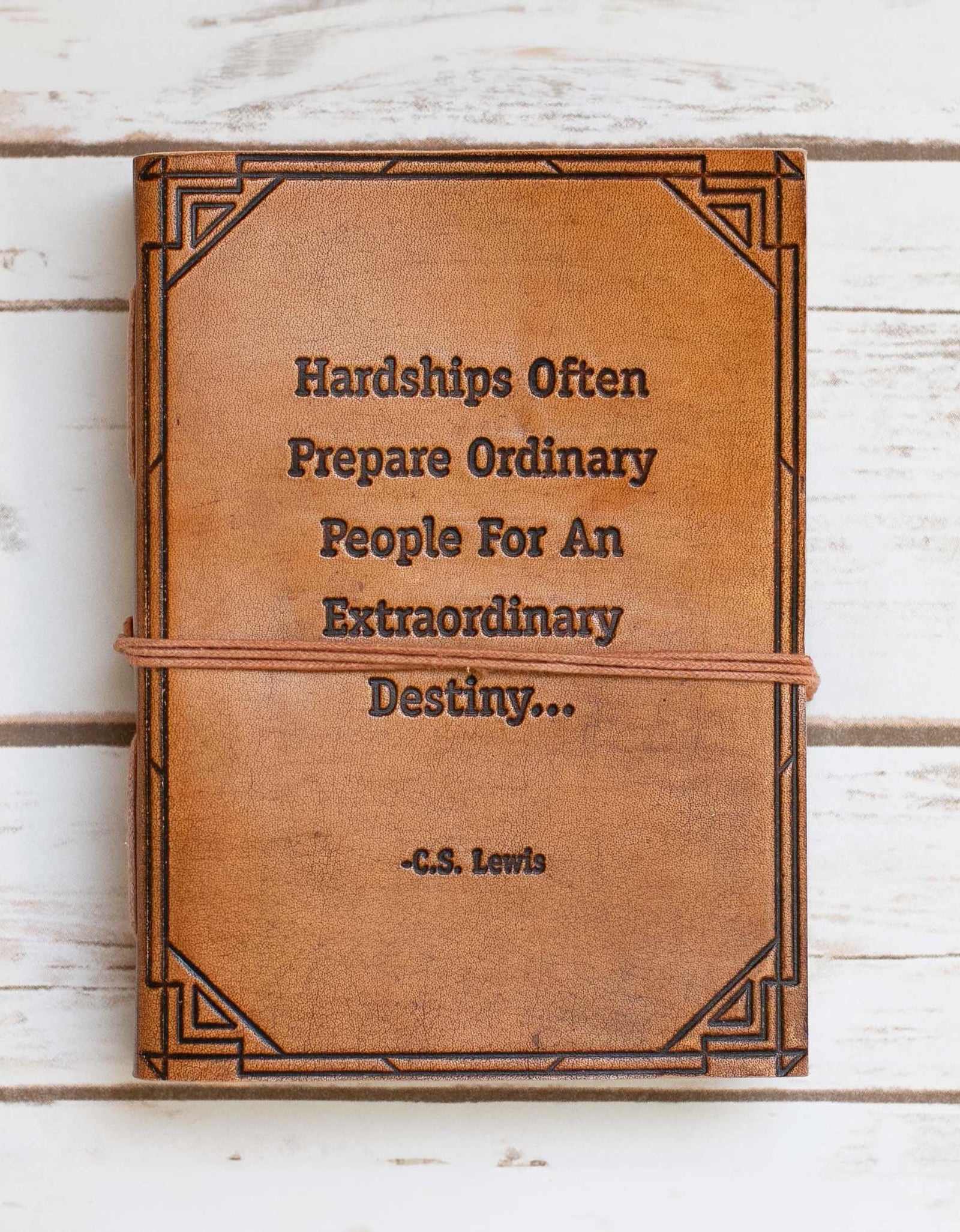 Hardships And Extraordinary Journey C.S. Lewis Quote Leather Journal - 7x5 by Soothi