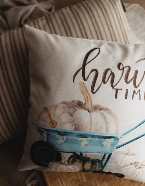Load image into Gallery viewer, Harvest Time Pillow Cover |  Pumpkin Wagon Pillow | Farmhouse Pillows | Country Decor | Fall Throw Pillows | Cute Throw Pillows | Gift by UniikPillows
