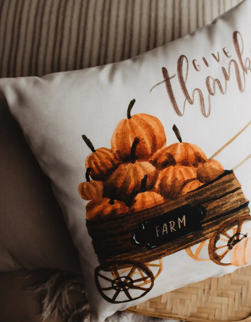 Load image into Gallery viewer, Harvest Time Pillow Cover |  Pumpkin Wagon Pillow | Farmhouse Pillows | Country Decor | Fall Throw Pillows | Cute Throw Pillows | Gift by UniikPillows
