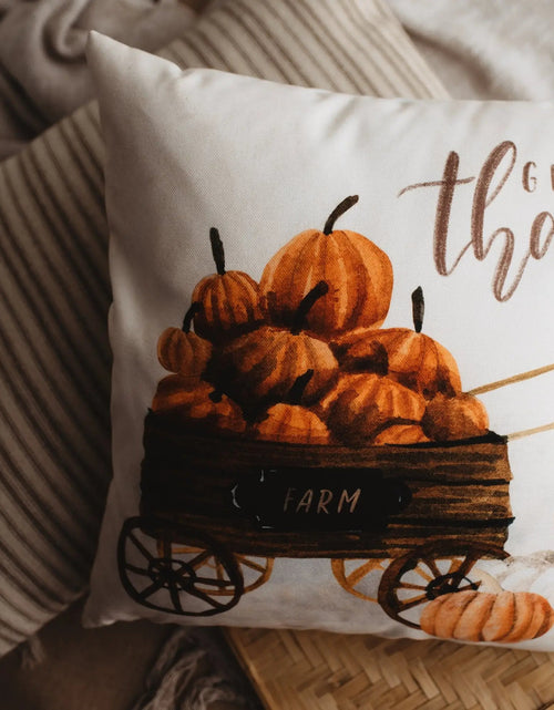 Load image into Gallery viewer, Harvest Time Pillow Cover |  Pumpkin Wagon Pillow | Farmhouse Pillows | Country Decor | Fall Throw Pillows | Cute Throw Pillows | Gift by UniikPillows

