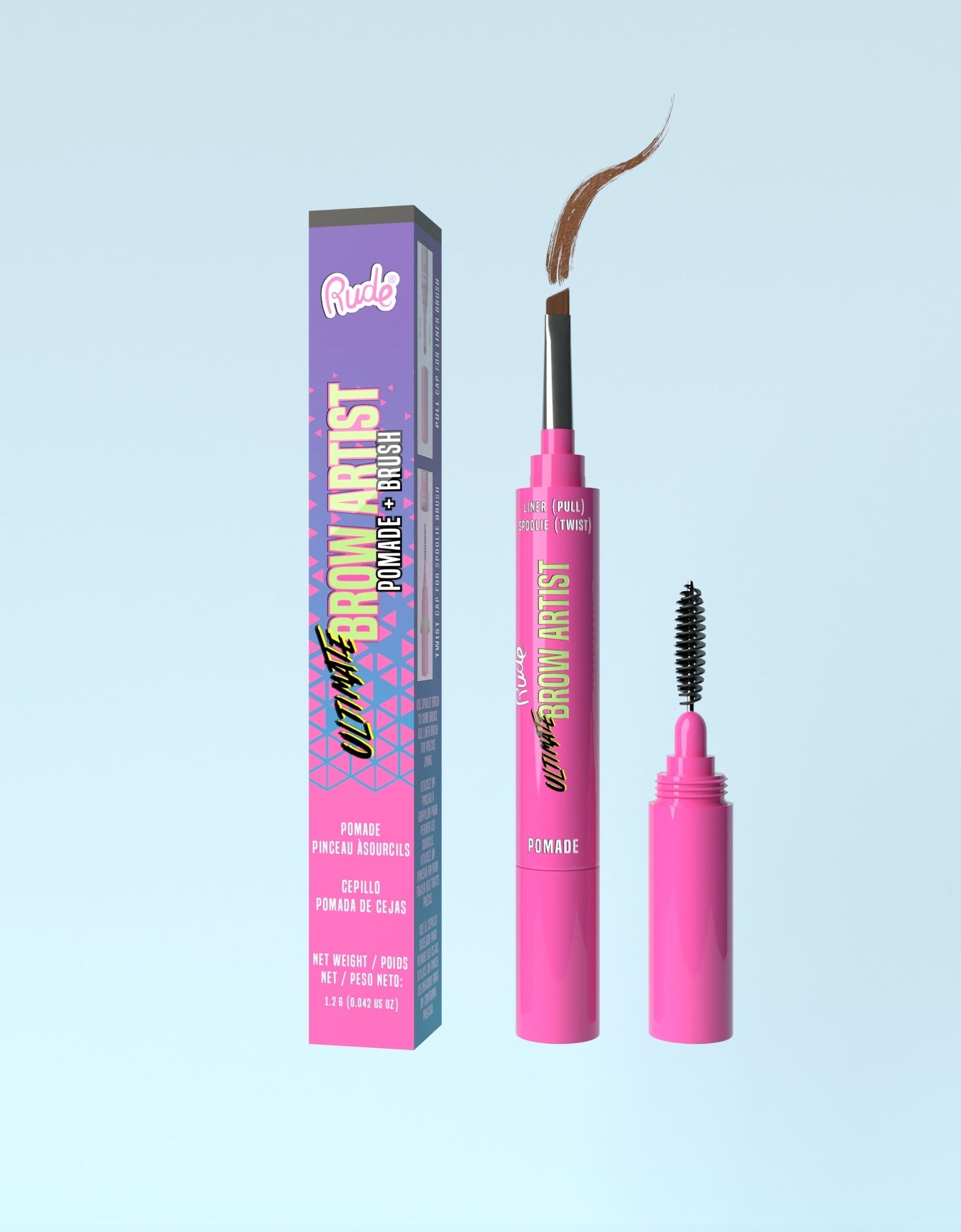 RUDE Ultimate Brow Artist Pomade and Brush - Hazel