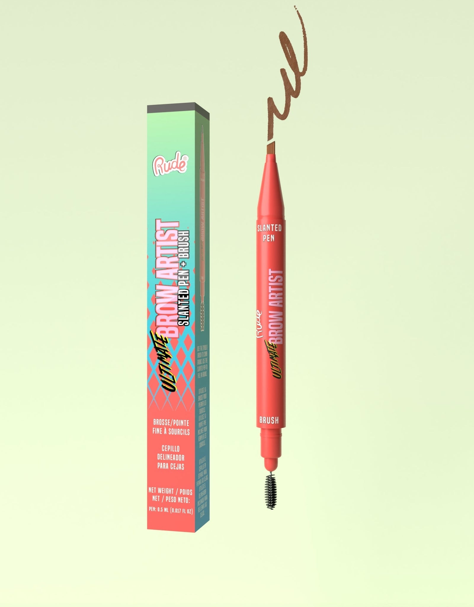 RUDE Ultimate Brow Artist - Slanted Pen and Brush - Hazel