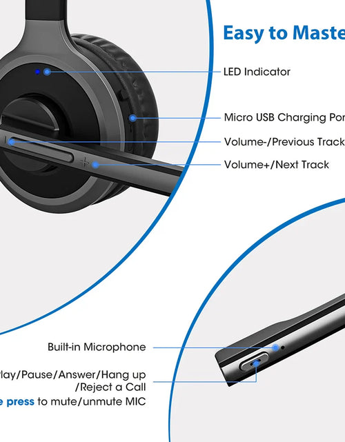 Load image into Gallery viewer, Mpow M5 Pro Bluetooth 5.0 Headphones with Mic Charging Base Wireless Headset for PC Laptop Call Center Office 18H Talking Time

