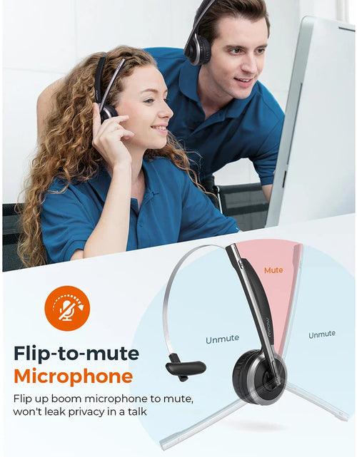 Load image into Gallery viewer, Mpow M5 Pro Bluetooth 5.0 Headphones with Mic Charging Base Wireless Headset for PC Laptop Call Center Office 18H Talking Time
