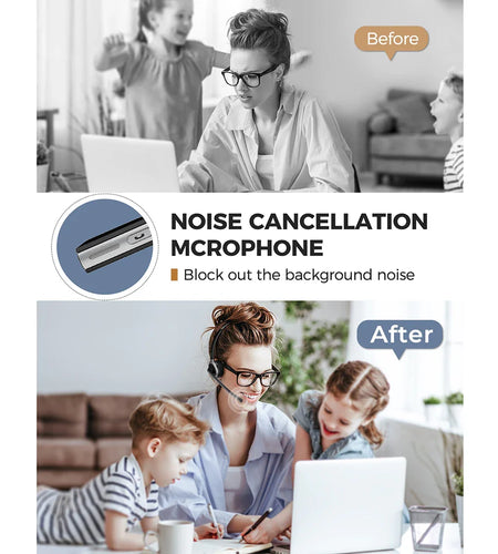 1/2 pack Mpow M5 Bluetooth V5.0 Headset Wireless Truck Driver Headphones Hands-free Call Headset with Mic for Call Center Office