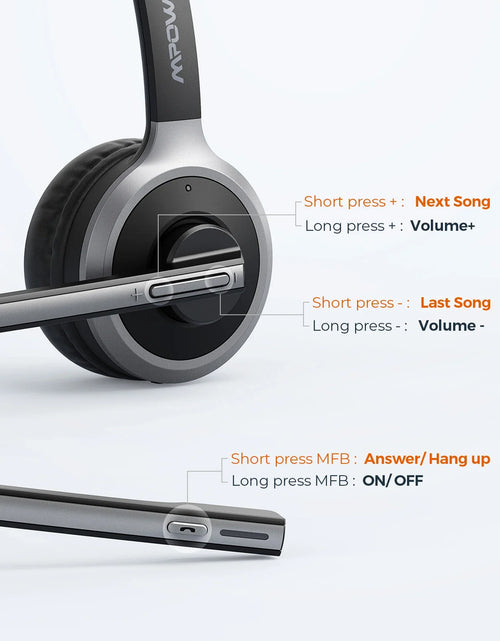 Load image into Gallery viewer, Mpow M5 Pro Bluetooth 5.0 Headphones with Mic Charging Base Wireless Headset for PC Laptop Call Center Office 18H Talking Time
