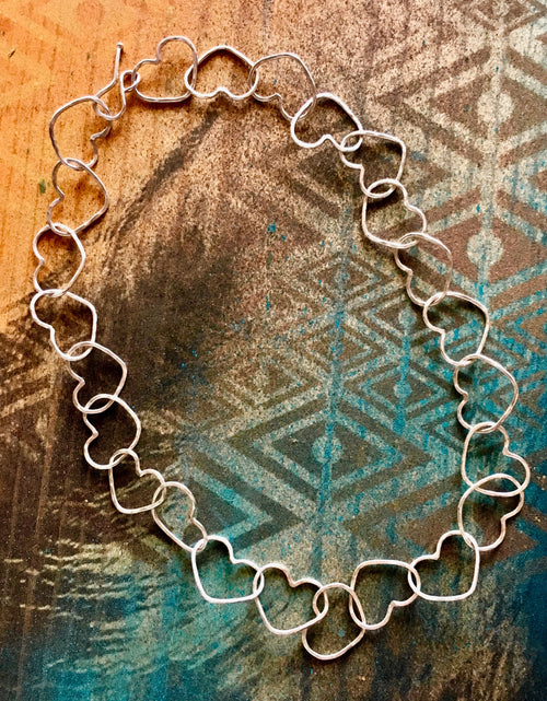 Load image into Gallery viewer, Linked Heart Chakra Necklace by Jennifer Cervelli Jewelry
