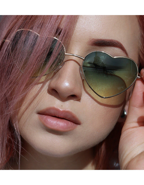 Load image into Gallery viewer, Heart Shaped Ombré Sunglasses in Pink or Green by The Bullish Store
