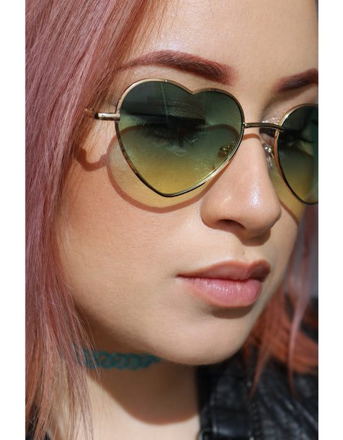 Load image into Gallery viewer, Heart Shaped Ombré Sunglasses in Pink or Green by The Bullish Store
