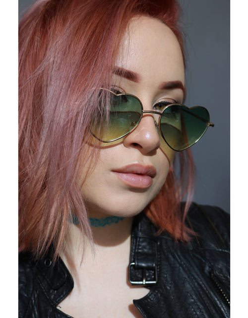 Load image into Gallery viewer, Heart Shaped Ombré Sunglasses in Pink or Green by The Bullish Store
