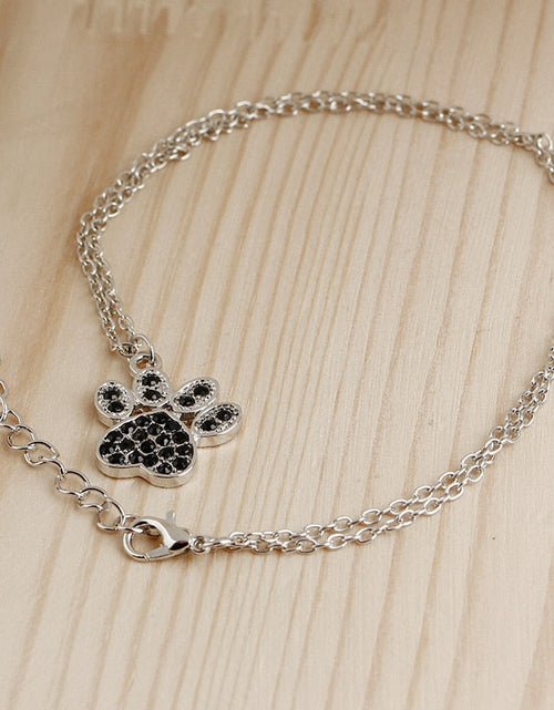 Load image into Gallery viewer, Lucky Cute Personality Animal Pet Dog Paw Footprint Zircon Pendant Necklace Love Woman Mother Girl Gift Wedding blessing Jewelry by Js House
