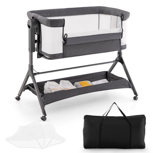 Load image into Gallery viewer, Height Adjustable Bedside Sleeper with Storage Bag and Soft Mattress for Baby-Gray
