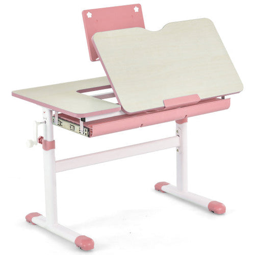 Load image into Gallery viewer, Height-Adjustable Kids Desk with Tilt Desktop and Book Stand-Pink
