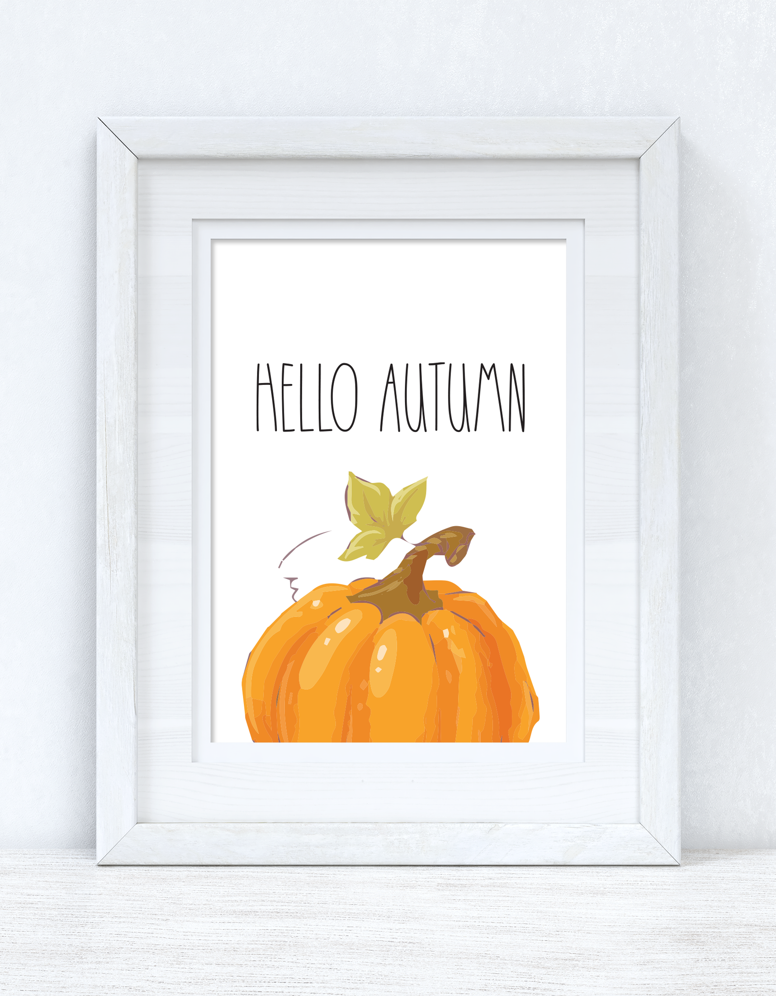 Hello Autumn Half Pumpkin Autumn Seasonal Wall Home Decor Print by WinsterCreations™ Official Store