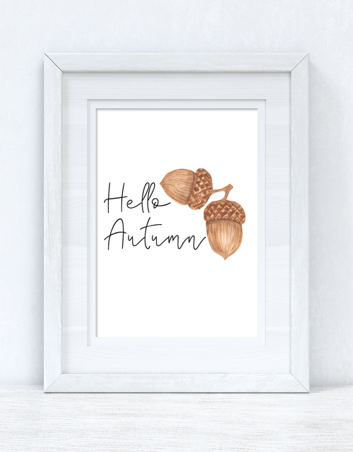 Load image into Gallery viewer, Hello Autumn Acorn Autumn Seasonal Wall Home Decor Print by WinsterCreations™ Official Store
