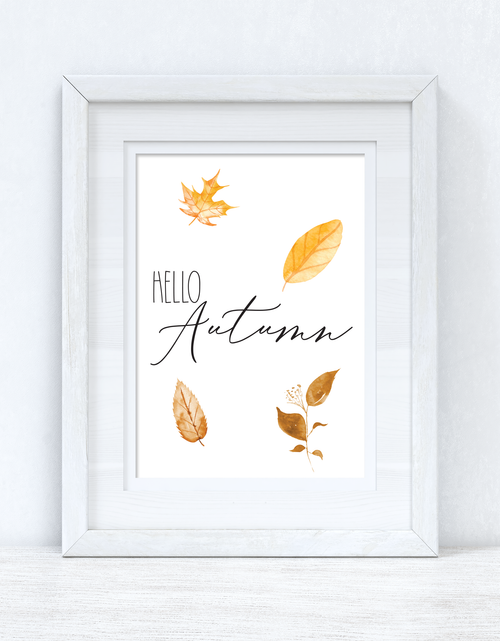 Load image into Gallery viewer, Hello Autumn Leaves New Autumn 2021 Seasonal Wall Home Decor Print by WinsterCreations™ Official Store
