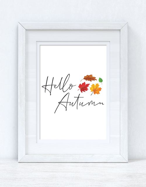 Load image into Gallery viewer, Hello Autumn Leaves Autumn Seasonal Wall Home Decor Print by WinsterCreations™ Official Store
