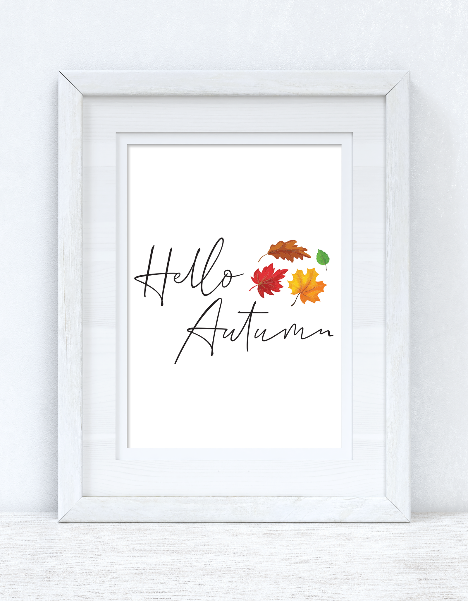 Hello Autumn Leaves Autumn Seasonal Wall Home Decor Print by WinsterCreations™ Official Store