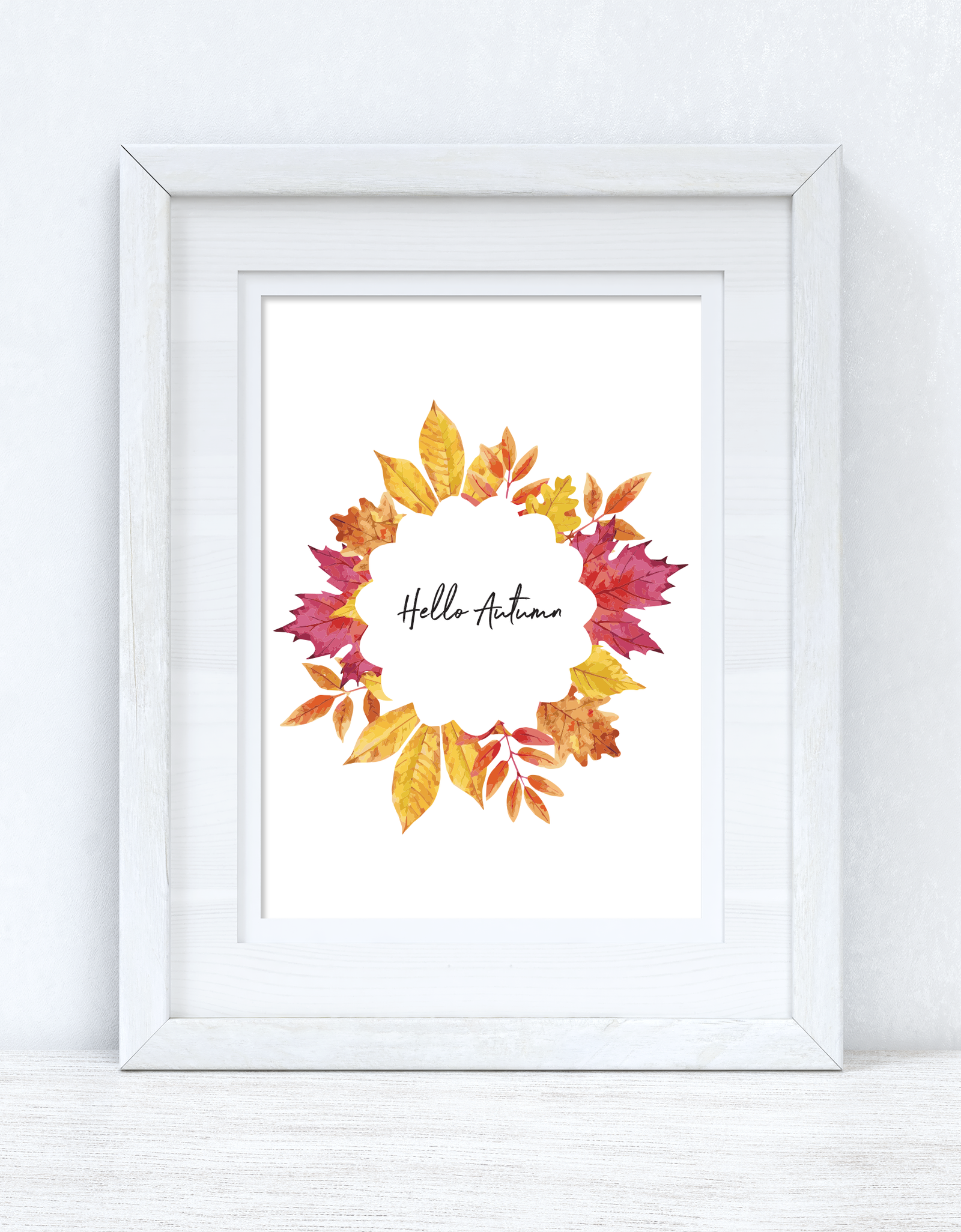 Hello Autumn Wreath Autumn Seasonal Wall Home Decor Print by WinsterCreations™ Official Store