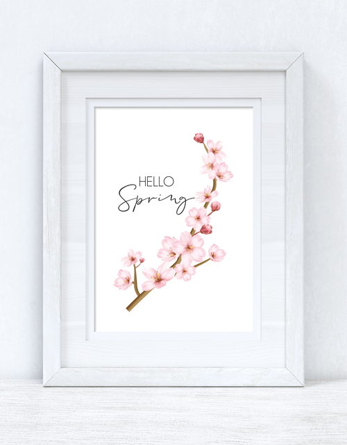 Load image into Gallery viewer, Hello Spring Cherry Blossom Spring Seasonal Wall Home Decor Print by WinsterCreations™ Official Store
