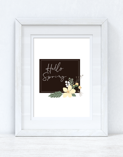 Load image into Gallery viewer, Hello Spring Floral Black Spring Seasonal Wall Home Decor Print by WinsterCreations™ Official Store

