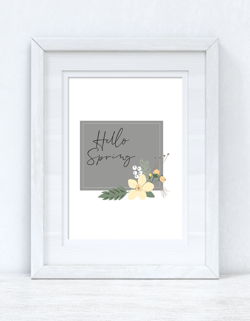 Load image into Gallery viewer, Hello Spring Floral Grey Spring Seasonal Wall Home Decor Print by WinsterCreations™ Official Store
