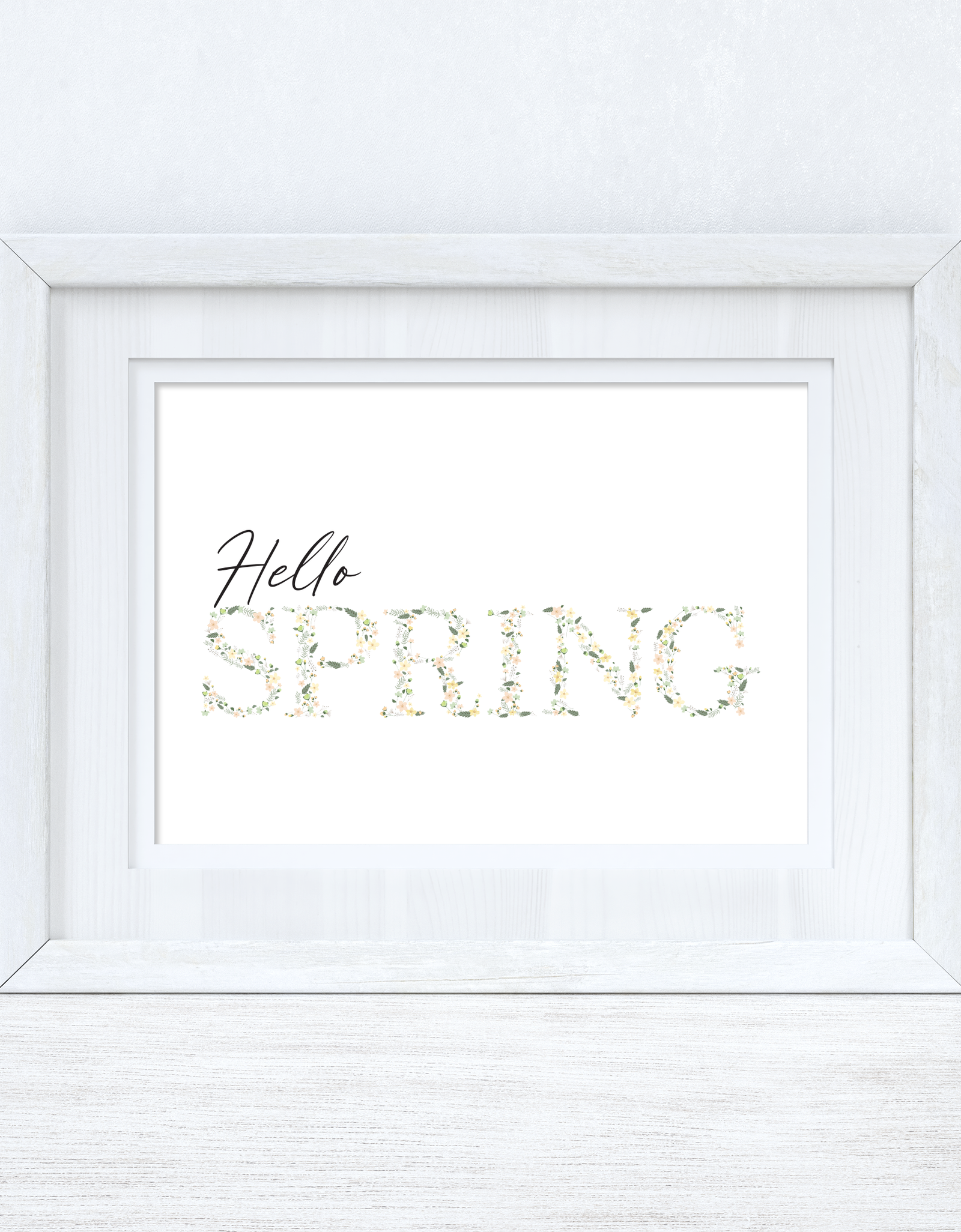 Hello Spring Landscape Floral Letters Spring Seasonal Wall Home Decor Print by WinsterCreations™ Official Store