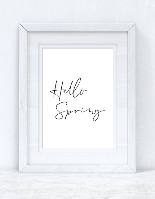 Load image into Gallery viewer, Hello Spring Script Spring Seasonal Wall Home Decor Print by WinsterCreations™ Official Store
