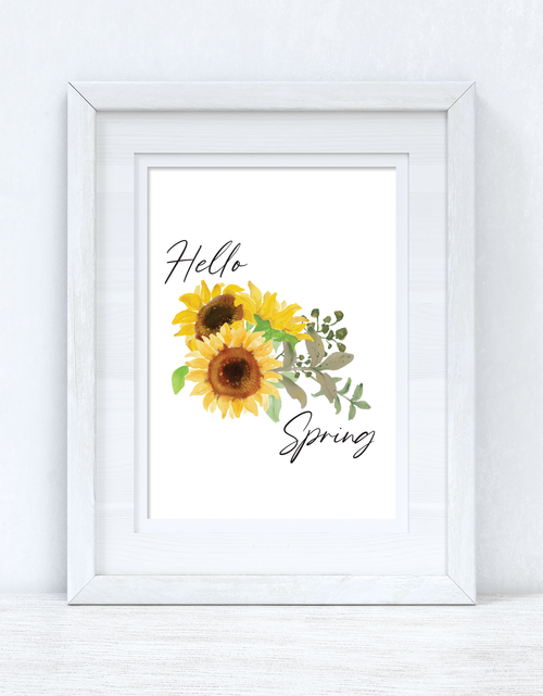 Load image into Gallery viewer, Hello Spring Sunflower Spring Seasonal Wall Home Decor Print by WinsterCreations™ Official Store
