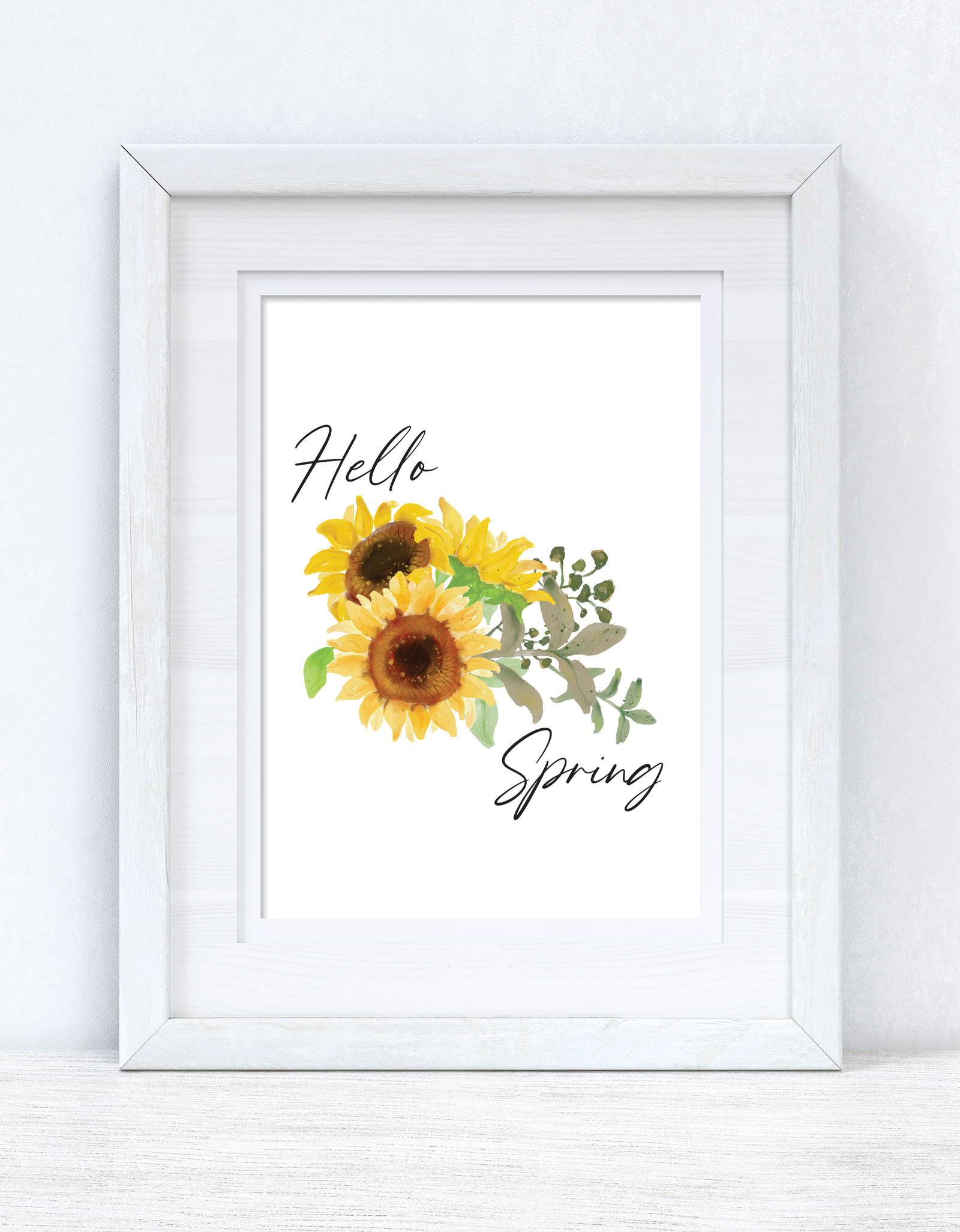 Hello Spring Sunflower Spring Seasonal Wall Home Decor Print by WinsterCreations™ Official Store